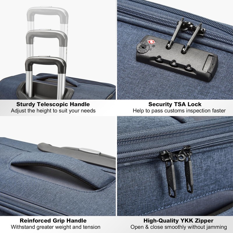 Kono Small Carry On 22x14x9 Softside Airline Approved Luggage with