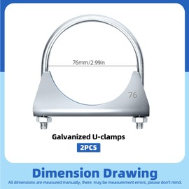 Glarks - Abrazadera de escape en U de 1.3 pulgadas, abrazaderas universales de silenciador de perno en U para entrada de tubo de escape, sellado de codo y tubería (3 pulgadas)
