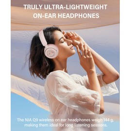 XuanGui On Ear Headphones, Wireless Bluetooth Headphones with Microphone, Bass Sound, 20H Playtime, Light-weight and Adjustable Design for Home Travel (Pink)