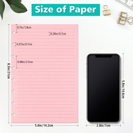 Junior Size 8 Discs 120gsm Discbound Refill Paper, Discbound 5 Colorful Line Papers, Disc Paper Refill, Loose-Leaf Papers, Disc Planner Inserts