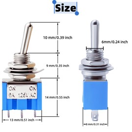 EGSCST 12PCS Mini Toggle Switch SPST 6A 125V Miniature ON/ON 3 Pin 2 Position Micro Rocker Switches 6 Amp 125 Volt MTS-102