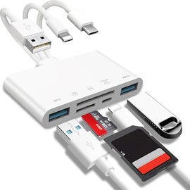 Lector de Tarjetas de Memoria 5 en 1, Adaptador SD, Adaptador USB, SD Card Reader, Adecuado para Lector de Tarjetas de Memoria de cámara SD, TF de Tab
