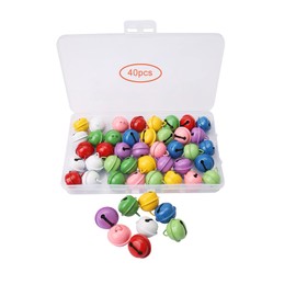 40pcs Colorful Painted Jingle Bell Metal Small Bells, for Christmas Wedding Decoration Pet Ornaments and DIY Crafts Sewing, 8 Colors, 22mm