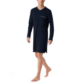 Schiesser Men's Nightdress Long Sleeve Warmer Cotton - Fine Interlock, Dark Blue_179298