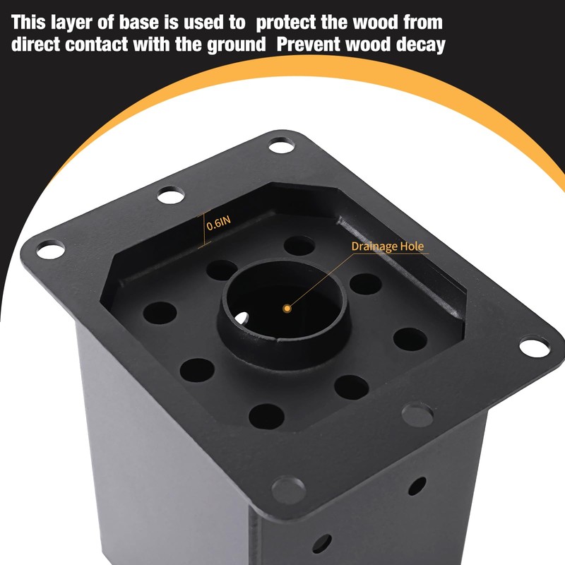 ICokin 4×4 Post Base 8 Pcs,Deck Post Brackets,Inner Size (3.6"x3.6“）Heavy