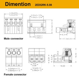 Mrosnail 15Pcs 5.08mm Pitch Screw Terminal Block Connector Kit （3Pin 300V 15A for 12-24AWG Cable