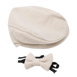 Baby Photography Props Flat Cap Monthly Boy Photoshoot Outfits Toddler Flat Cap Gentleman Hat Bow Tie (#6)