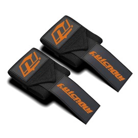 Industry Wrist Wraps - No Thumb Loop Lifting Straps - Wrist Straps For Men & Women. Gym, Crossfit, Power Lifting, Body Building, Weightlifting, Deadlift (Black/Neon Orange Logo, 16")