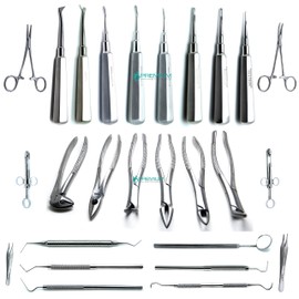 26 Pcs Dental Extracton Pro Full Set Elevators Forceps Scalers Tweezers Probes