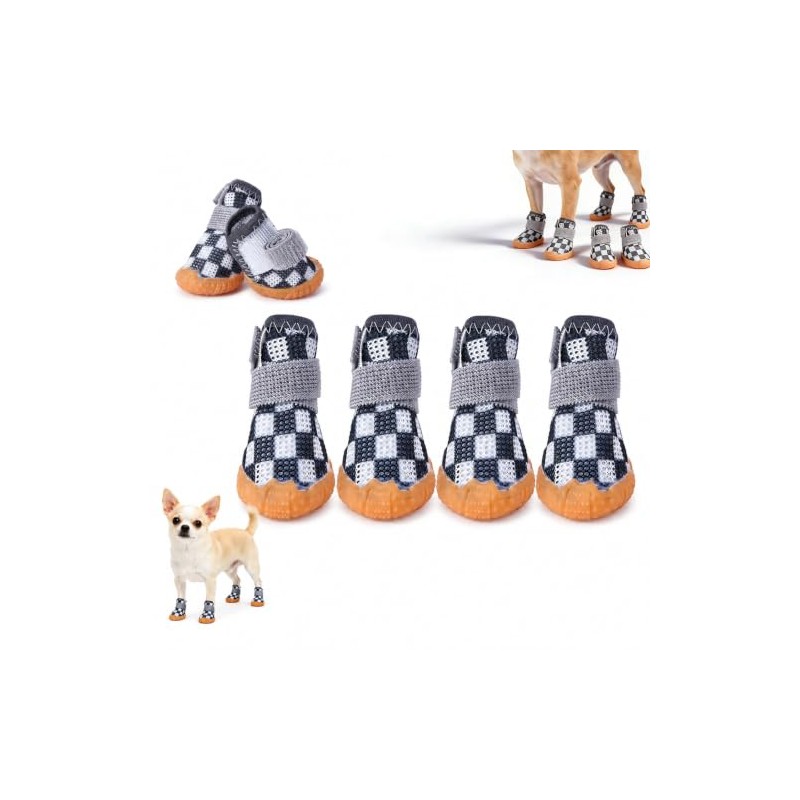 Zapatos para Perros Transpirables,4 Piezas Botas para Perro Transpirable Antideslizantes,Suelas