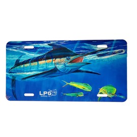 LPG Apparel Co. Big Game Sport Fishing Vanity Front License Plate Tag | Made in The USA (Mark Ray Blue Marlin)