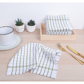 AMOUR INFINI Kitchen Dish Cloths Set of 8 - Ultra Soft, Highly Absorbent, Quick-Drying Terry Cotton Dishcloths 12"x12" Inch Wash & Cleaning Cloths for Kitchen & Dishwashing (Green)