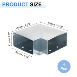 uxcell 3-Way Gazebo Brackets Kit, Rectangle Corner Bracket Woodworking DIY Post Base Kit for 1.6" x 3.1" Lumber for Outdoor Patio Gazebo Log Cabins (4 Pack)