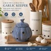 Ceramic Garlic Keeper Storage Holder Jar with Lid, Kitchen Countertop
