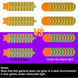 52ft Neon Star Circle Dot Garland 4Pcs Circle Dots Stars Glow Party Paper Streamers Hanging Decorations for Black Light Glow Party Birthday Decor