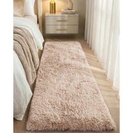 Color&Geometry 2x6 Fluffy Runner Rug, 30oz Upgraded High-Density, Full-Cover Non-Slip Backing, Lightweight Shaggy Machine Washable Non Shedding Home Decor for Hallway Guest Room, Blush Beige