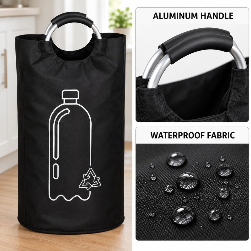 82L Recycling Bin for Empty Bottle Storage – Foldable Waterproof
