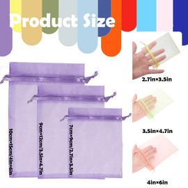 100pcs Light Purple Organza Gift Bags,9x12cm Small Organza Favor Bags,Wedding Jewelry Pouches with Drawstring,Mesh Candy Favour Bag Party Sweet Bags for Birthday,Wedding,Christmas,Gift Wrapping