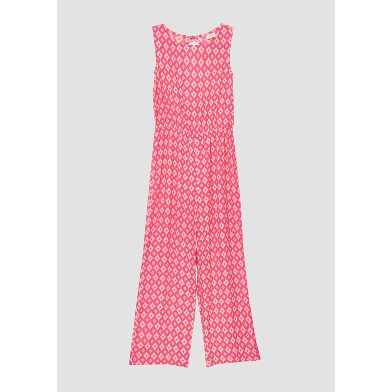 s.Oliver Crinkled Viskose Jumpsuit im Loose Fit mit Rücken-Cut-Out pink