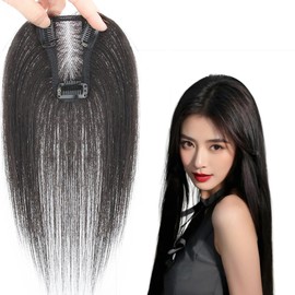 Hand Planted Middle Women's Partial Wig, Partial Wig, Top Cover for Hair Extension, Everyday Commute, Super Realistic, Hair Loss, Thin Hair, Conceals Gray Hair, Point Wig (Black Brown)