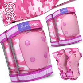 Kids Knee Pads Elbow Pads Wrist Guards Set, Protective Gear Set for Girls Boys Roller Skating Bike Cycling Skateboard Scooter (Pink Camo, Small (3-7years))