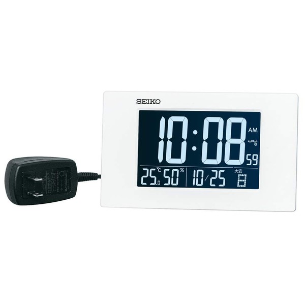Seiko DL215W Radio Controlled Digital Desk Clock, White, 3.7 x 6.4 x 1.9 inches (95 x 162 x 47 mm)