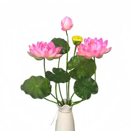 XIZHI 24" Artificial Flower Household Decor Silk Realistic Faux Flower Picks Bouquets Lotus Flower Fake Flowers for Home Wedding Party Decoration Flower Arrangement (Dark Pink)