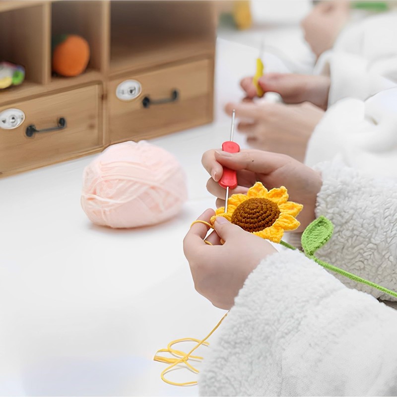 Nehsiac Handmade Crocheted Flowers Sunflower Artificial Flowers, Faux Flowers for