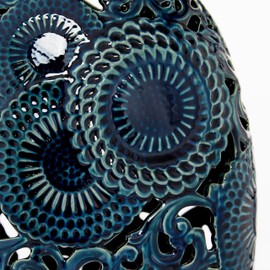 Deco 79 Ceramic Floral Vase with Cut Out Patterns, Set of 2 18", 13"H, Blue
