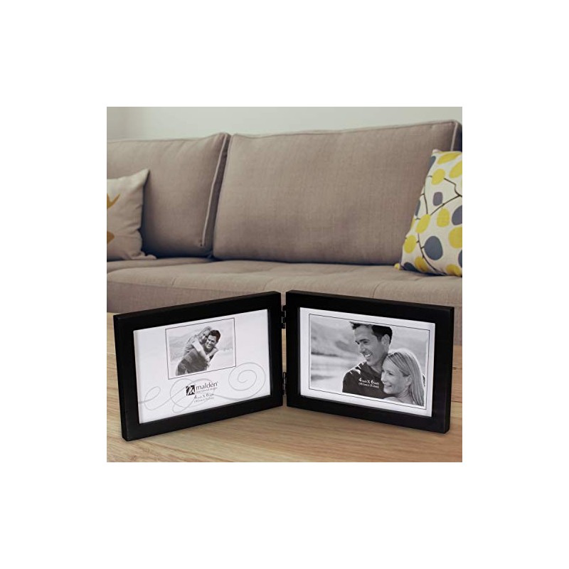 Malden International Designs Black Concept Wood Picture Frame, Double Horizontal,
