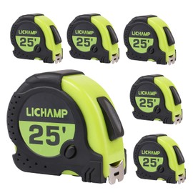 LICHAMP Tape Measure 25 ft, 6 Pack Bulk Easy Read Measuring Tape Retractable with Fractions 1/8, Multipack Measurement Tapes 25-Foot by 1-Inch, C6GN