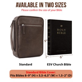 Bible Cover - Bible Case with Durable Handle, Men's Carrying Book Case Church Bag Bible, Fits Bibles up to 9" x 6.5", Protective with Zippered Pocket, Ideal for Father's Gift, Christian Gift