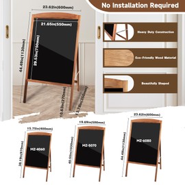 Hosim LED Message Writing Board 24"x16", Standing A-Frame Wooden Message Board Illuminated Erasable Neon Effect Restaurant Menu Sign, 8 colors Markers, Flashing DIY Message Chalkboard for Shop/Cafe