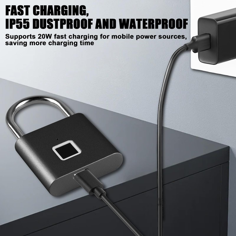 Fingerprint Lock, Smart Lock Waterproof, Lock with Fingerprint, Padlock Fingerprint,