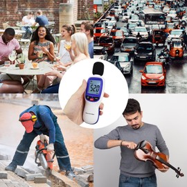 Wireless Decibel Meter, Bluetooth Sound Level Meter with App Data Logging and Alarm- Portable Audio Sound Tester Measures Noise Levels from 30~130dBA Noise Meter for Classroom, Home, Office