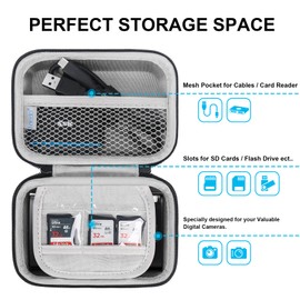 Lacdo Camera Carrying Case for Canon PowerShot ELPH 360/200/185/180/190/350, Sony Cyber-Shot DSC-W830/WX350/WX500/W810/W800 Digital Camera, Hard EVA Protective Camera Storage Trave Bag, Black+Gray