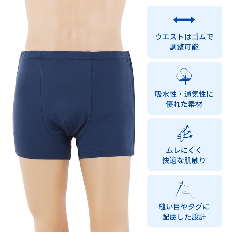 [COZENTA] 介護パンツ メンズ ボクサータイプ 横開き マジックテープ 寝たきり リハビリ 高齢者 (グレー