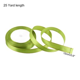 MECCANIXITY 5/8 Inch 25 Yard Wide Satin Ribbon with Gold Edges Border Grosgrain Fabric Ribbon for Gift Wrapping Wedding Bouquet, Army Green