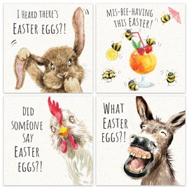 Twizler Funny Easter Cards Pack of 6-6 Different Humour Designs - Happy Easter Cards Multipack - Funny 6 Pack of Easter Cards