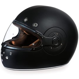 Daytona Helmets Full Face Motorcycle Helmet Retro – DOT Approved [Dull Black] [Dull Black Accents] [XS]
