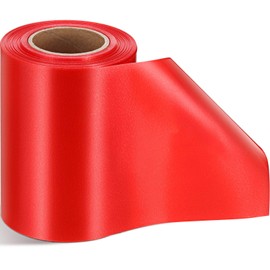 Syhood Outdoor Leaf Ribbon Floral Satin Ribbon for Crafts Aspidistra Waterproof Holiday Outdoor Decoration(4 Inch X 30 Yards,Red)