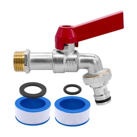 AIMEKE 1/2 Inch and 3/4 Inch Tap Garden Brass Ball Valve Outdoor Frost-20°C Outlet Tap Heat Resistant 120°C Outdoor Tap with Hose Connections (Red-B, 1/2 Inch)