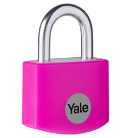 Yale - YE3B/25/112/1/P Standard Security 25mm Aluminium Padlock - Pink - Open Steel shackle - 3 keys