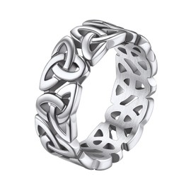 Celtic Knot Wedding Bands Size 14 for Big Man Stainless Steel Irish Jewelry for Women
