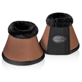 Equinate Furlyn Bell Boots with Synthetic Lambskin, M, Brown, Robust and Shock-Absorbing Neoprene Jumping Bells, Hoof Protection for Training and Tournaments, Set of 2