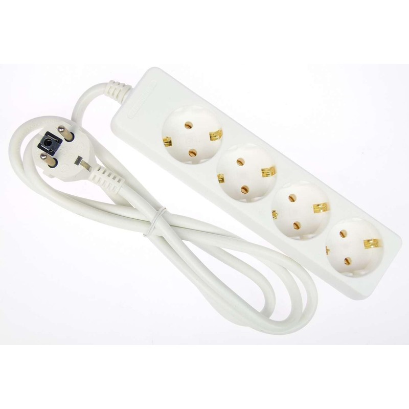 GLT 3 x Paccs 4-Way Multiple Sockets White Power Strip,