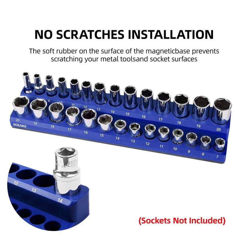 Socket Organizer Magnetic Socket Tray,NOEAIKE 6-Pack SAE & Metric 1/2,3/8,1/4