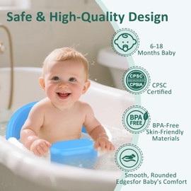 Baby Bath Seat for Babies 6 Months & Up, Bath Seats for Babies Sitting Up, 360° Surround Support, Lockable Armrests, Safe & Comfortable Tbaby Bath Chair with Rinse Cup,3 Baby Bath Toys