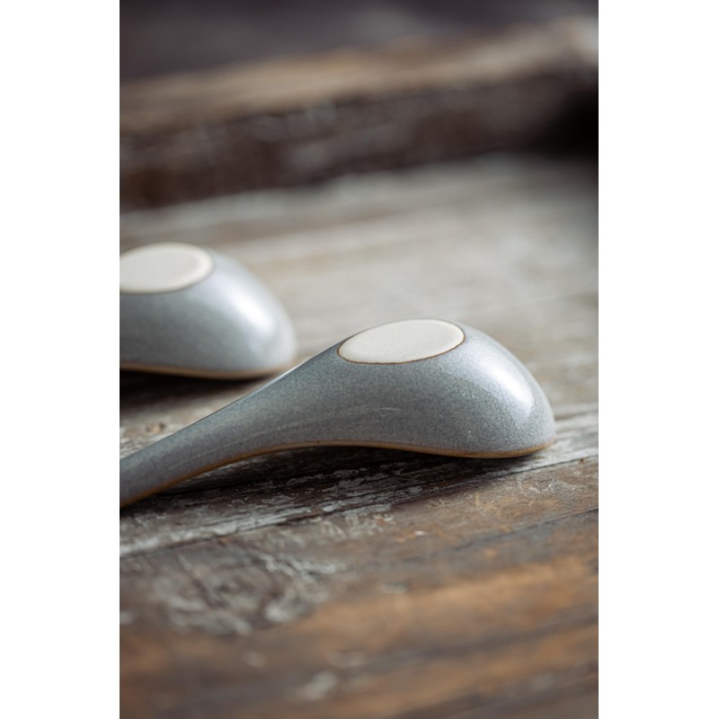 LYEOBOH Ceramic Asian Soup Spoons Set of 6 with Long
