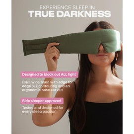 Colorado Home Co Sleep Mask Silk Eye-Ear Mask for Sleeping - Silk Eye-Ear Mask for Women and Men - Cloud Mask - Olive